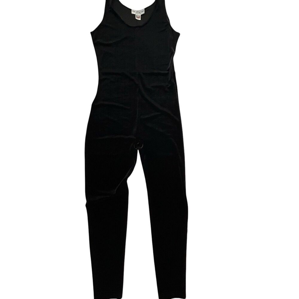 Vintage Lew Magram Sleeveless Velvet Catsuit Women Large Black Bodysuit Jumpsuit